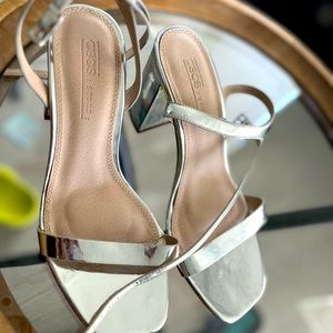 Silver block heel - wide feet friendly